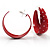 Red Wide Polka Dot Hoop Earrings - view 3