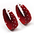 Red Wide Polka Dot Hoop Earrings - view 5