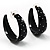 Black Wide Polka Dot Hoop Earrings