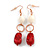 Fancy Bead Drop Earrings (Red&White)