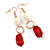 Fancy Bead Drop Earrings (Red&White) - view 2