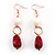 Fancy Bead Drop Earrings (Red&White) - view 7