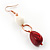 Fancy Bead Drop Earrings (Red&White) - view 3