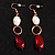 Fancy Bead Drop Earrings (Red&White) - view 5