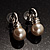 Silver Tone White Glass Bead Drop Earrings - view 6