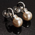 Silver Tone White Glass Bead Drop Earrings - view 2