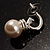 Silver Tone White Glass Bead Drop Earrings - view 4