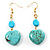 Turquoise Stone Drop Heart Earrings