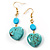Turquoise Stone Drop Heart Earrings - view 2