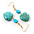 Turquoise Stone Drop Heart Earrings - view 3