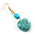 Turquoise Stone Drop Heart Earrings - view 4