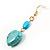 Turquoise Stone Drop Heart Earrings - view 5