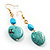 Turquoise Stone Drop Heart Earrings - view 6