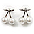Snow White Imitation Pearl Cherry Stud Earrings (Silver Tone) - view 1
