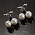 Snow White Imitation Pearl Cherry Stud Earrings (Silver Tone) - view 6