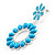 Oversized Turquoise Coloured Acrylic Drop Floral Earrings (Silver Tone) - view 8