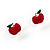 Silver-Tone Fruity Stud Earring Set (Apple, Strawberry & Cherry) - view 3