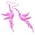 Pink Metal Bird Dangle Earrings - view 2