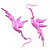 Pink Metal Bird Dangle Earrings - view 3