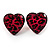 Animal Print Plastic Heart Stud Earrings (Pink&Black)