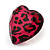 Animal Print Plastic Heart Stud Earrings (Pink&Black) - view 3