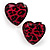 Animal Print Plastic Heart Stud Earrings (Pink&Black) - view 5
