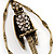 Vintage Crystal Bird Hoop Earrings (Antique Gold) - view 4