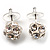 Silver Tone Crystal Ball Stud Earrings - view 3