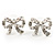 Small Diamante Bow Stud Earrings (Silver Tone)