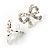 Small Diamante Bow Stud Earrings (Silver Tone) - view 7