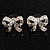 Small Diamante Bow Stud Earrings (Silver Tone) - view 2