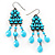 Turquoise Coloured Plastic Chandelier Earrings - view 2