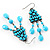Turquoise Coloured Plastic Chandelier Earrings - view 3