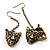 Vintage Tiger Crystal Drop Earrings (Antique Gold) - view 2