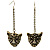 Vintage Tiger Crystal Drop Earrings (Antique Gold) - view 6