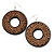 Large Ornate Wood Drop Hoop Earrings (Dark Brown&Cream) - view 2