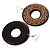 Large Ornate Wood Drop Hoop Earrings (Dark Brown&Cream) - view 6
