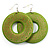 Large Ornate Wood Drop Hoop Earrings (Light Green) - view 3