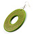 Large Ornate Wood Drop Hoop Earrings (Light Green) - view 5