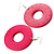 Large Ornate Wood Drop Hoop Earrings (Deep Pink) - view 3