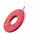 Large Ornate Wood Drop Hoop Earrings (Deep Pink) - view 5