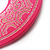 Large Ornate Wood Drop Hoop Earrings (Deep Pink) - view 6