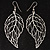 Filigree Leaf Drop Earrings (Silver Tone)
