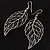 Filigree Leaf Drop Earrings (Silver Tone) - view 3