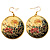 Japanese Style Floral Disk Earrings (Gold Tone) - view 6