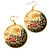 Japanese Style Floral Disk Earrings (Gold Tone)