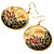 Japanese Style Floral Disk Earrings (Gold Tone) - view 2
