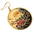 Japanese Style Floral Disk Earrings (Gold Tone) - view 5