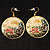 Japanese Style Floral Disk Earrings (Gold Tone) - view 7