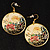 Japanese Style Floral Disk Earrings (Gold Tone) - view 3